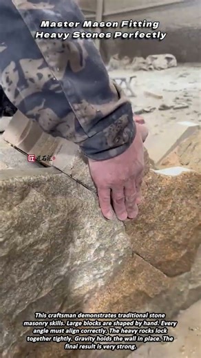 Master Mason Fitting Heavy Stones Perfectly