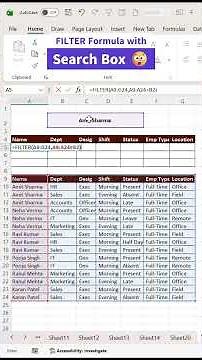 FILTER Formula with Search Box 😲 #excel #exceltutorial #exceltricks#excelshortcuts #shorts