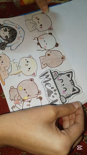 Making my handmade stickers waterproof!✨The glossy finish is everything.☁️💖#DIYStickers #Kawaii