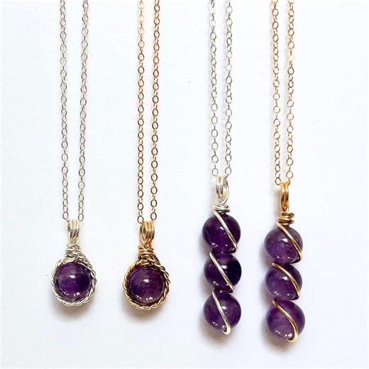 February Birthstone Amethyst Gemstone Jewelry Necklace Birthday Gift Sterling Silver 14K Gold Filled Rose Gold Filled Necklace - Etsy