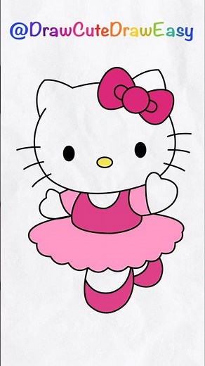 Did Hellokitty Just Become a Ballerina? Step by Step Drawing #kids #shorts