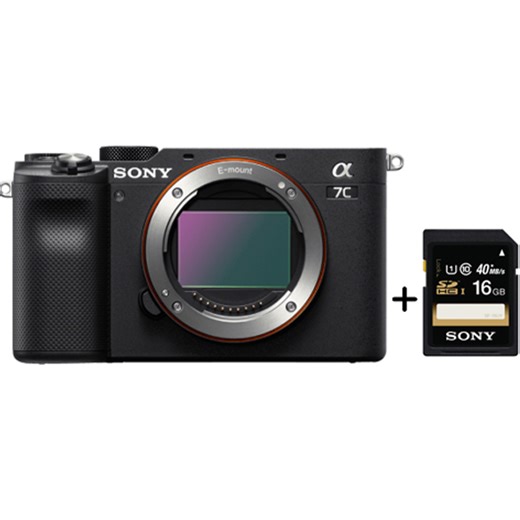 Sony Alpha a7C Full Frame Mirrorless Camera Body Black – ILCE7C   SF16UY 16GB Memory Card