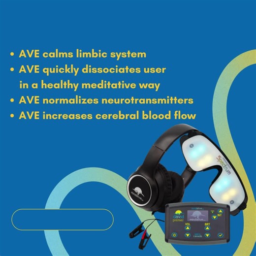 Reduce your PTSD symptoms with Audio-Visual Entrainment (AVE). AVE causes a healthy dissociation away from destructive distressing rumination. AVE also increases cerebral blood flow, normalizes brainwave and neurotransmitter production, calms the limbic system, restores the adrenals, and produces somatic relaxation. The subjective benefits of AVE are reduced anxiety, improved sleep, improved mood, increased energy, improved relationships with family and civilians, reduced physical problems, impr
