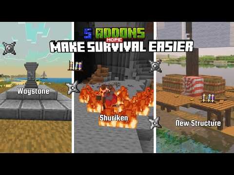 ✨ Best!!! 5 Addons Minecraft Survival For Minecraft Bedrock (MCPE) [1.21+/26.3] || 2026