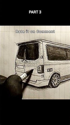 VW Transporter cross-hatching with pencil | Easy step by step car drawing tutorial for beginners