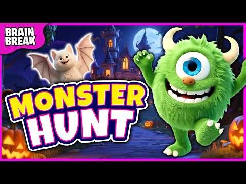 Going on a Monster Hunt | Spooky Freeze Dance | Halloween Brain Break Party | Dino Hunt