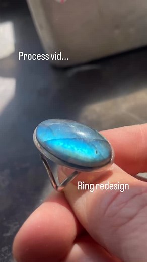 16 reactions | ✨I love showing you the process of a redesign. ✨It is so satisfying to turn a piece of jewellery that is unworn,and turn it into a new beautiful piece that will be worn day after day. ✨This big labradorite was in a fine setting and look unbalanced, I made a recycled silver band, wide, textured and comfortable, with a bigger bezel setting that will protect the stone yet still show it off.  | White Rock Silver | Facebook