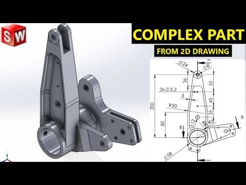 SolidWorks Tutorial | Model a Complex Mounting Bracket from 2D Drawing (Step-by-Step) #22