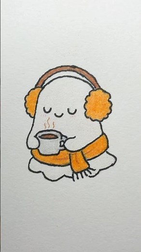 Cute Chibi Drawing - Fall Ghost #drawing #cute #easy #simple #sketch #draw