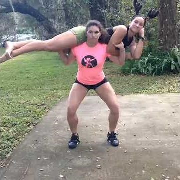 Fit muscle beauty lift carry squat her girlfriend