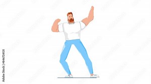 Man Flexes Muscles, Showing Strength 2D Animation Stock Video