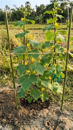 How to Grow Tons of Cucumbers in the Ground! 🥒 Easy Bamboo Cage Hack