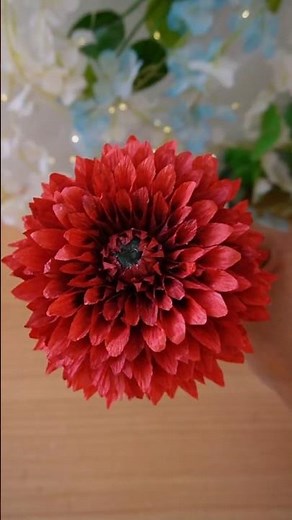 How to Make Aesthetic Dahlia Flowers / DIY Crepe Paper Flower Making Ideas/#craft #shorts #diy