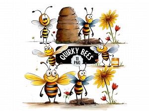 Cute Bee Clipart Bundle, Quirky Bumble Bee Clipart 11 PNG, Funny Bee Clipart, Transparent Backgrounds, Cute Honey Bee, Card Making Design - Etsy