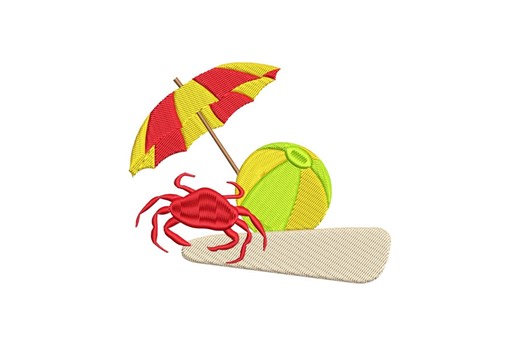 Ocean Life Embroidery Design | Crab & Beach Umbrella Scene | Coastal Decor Machine Embroidery File | Instant Download - Etsy