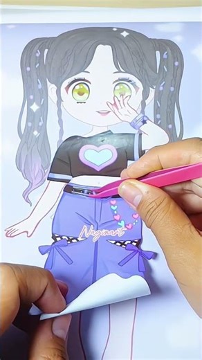 Playing sticker book (change make up sticker) dress up paper doll sticker #stickerbook #paperdoll