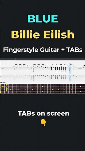 Blue – Fingerstyle Guitar Tutorial + TABs (Billie Eilish) | Kadifem Tabs #shorts