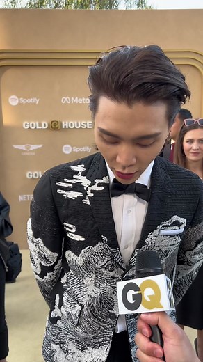 Johnny Suh's Stylish Gold Gala Look by Thom Browne