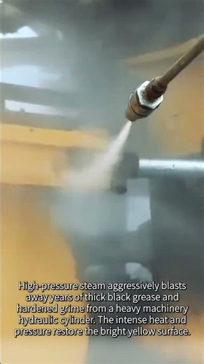 Satisfying steam blasts thick grease! #worker #process #steamclean #powerwash #machinery