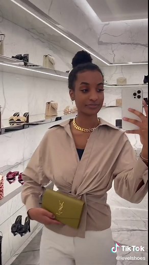 Saint Laurent Uptown Chain Wallet in Grain De Poudre Embossed Leather