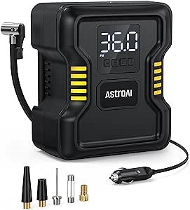 AstroAI Tire Inflator Air Compressor Portable 150PSI Metal Cylinder Fast Inflation Pump 12V DC with LED Light for Cars, Bicycles, Other Inflatables, Car Accessories JY21P160-12