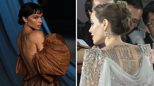 Zoe vs. Angelina: Back tattoo comparison between Zoe Kravitz and Angelina Jolie