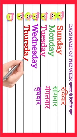 Days Of The Week || Days Name || Seven Days Name #fantasticlearners #viralreels