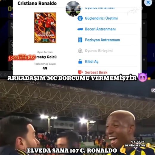 Güle Güle 107 C. Ronaldo 😈 #pesmobileبيس #efootball #fifa #keşfetbeniöneçıkar #efootball2026