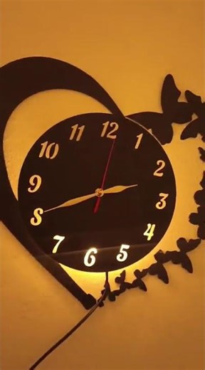 Heart-Shaped Battery Wall Clock Black Wood Decor ⏰ #foryou #video