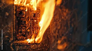 A short circuit caused an electrical panel to catch fire.