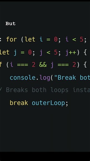 You can break outer loops like THIS 🤯 #javascript #coding #shorts