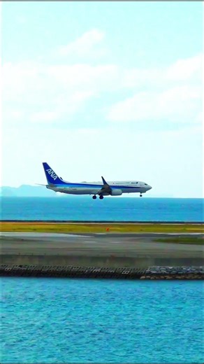 All Nippon Airways B737-800 Landing at Naha Airport!!#ana #b737 #飛行機 #shorts #那覇空港＃沖縄＃着陸＃絶景