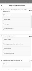 10:17"4苵| 41%Week-5 Quiz for Module-52) The propounder of t... | Filo