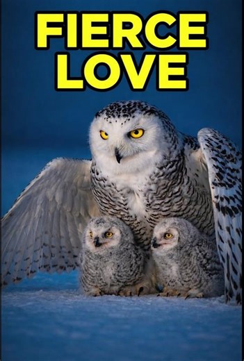 Snowy Owl Protects Her Babies in a Frozen World 🥺❤️ #powerfulowl #cute #owls #snowyowl