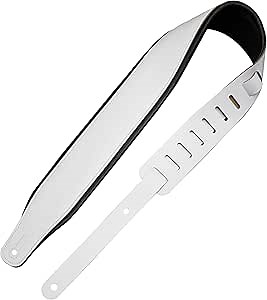 Levy's Leathers Amped Leather Series 3" Wide Top Grain Leather Guitar Straps; White and Black Panda (M26PD-WHT_BLK)