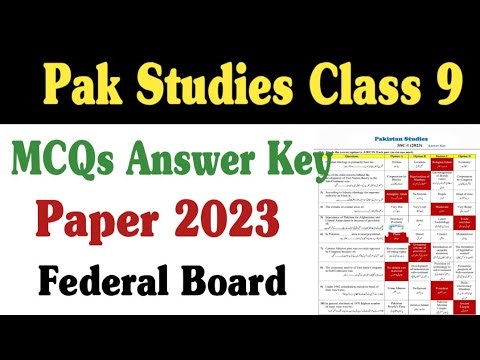 pak studies class 9 federal board paper 2023 - pak studies mcqs - pak study mcqs - fazal academy