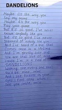 Dandelions Lyrics Song by Ruth B #dandelions #ruthb #lyrics