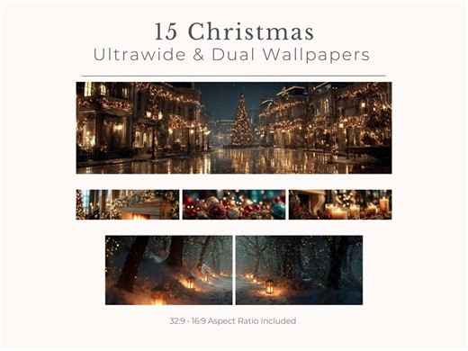 15 Christmas Wallpaper Bundle for Ultrawide & Dual Monitors | Holiday Desktop Backgrounds | Winter Computer Wallpapers - Etsy