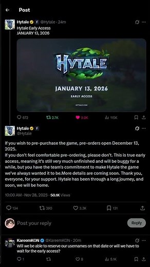 Hytale's Release Date is Announced! January 13th, 2025! #hytale