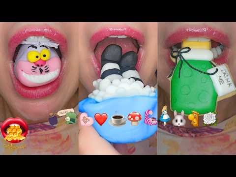 Alice In Wonderland ASMR Satisfying Eating Emoji Food Challenge