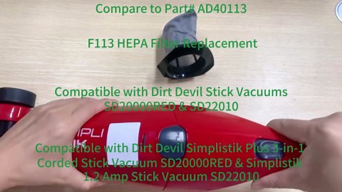 4 Pack F113 HEPA Filter Replacement for Dirt Devil Simplistik Plus 3-in-1 Corded Stick Vacuum SD20000RED & Simplistik 1.2 Amp Stick Vacuum SD22010, Compare to Part# AD40113