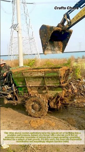 How Modern Farms Fertilize Fields: Watch an Excavator Load a Massive Manure Spreader