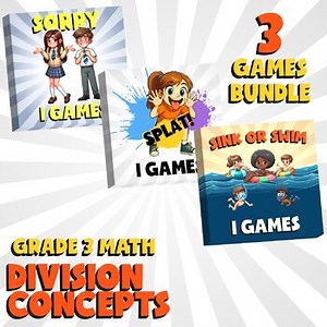 3 No Prep Math Games Bundle A - Division Concepts - Grade 3 Review Activity