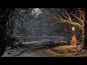 Peaceful Winter Night Ambience with Snowfall & Lantern Glow | Relaxing Winter Scene 4K