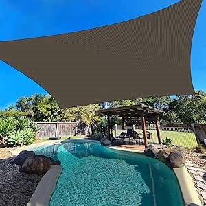 ECOOPTS 8'x12' HDPE Sun Shade Sail Rectangle Canopy Shades for Outdoor Patio Pergola Cover Blockage 95% UV Resistant(Brown)