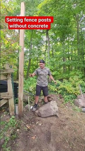 How to set a fence post without using concrete #fencepost #fence #diytips #deck #fencebuilding #diy