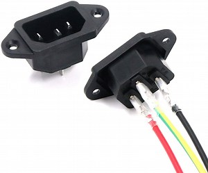 [Hot Item] IEC 320 C14 Male 3 Pins Screw Mount Inlet AC Power Plug Adapter Connector Socket AC 250V 10A Black with Wires
