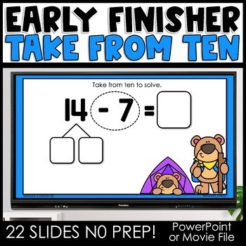 Counting on to Subtract Take From Ten Strategy 1st Grade No Prep Early Finisher
