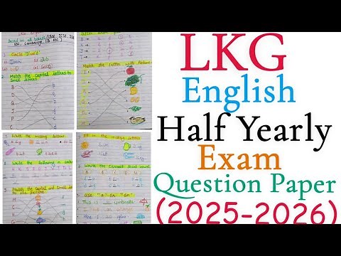 LKG English Half Yearly Exam Question Paper 2025|LKG Syllabus English worksheet 2025|LKG English