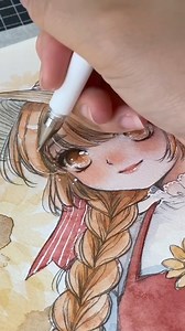 828K views · 11K reactions | Painting Sunflower girl  #watercolor #ink #illustration #painting #水彩 #透明水彩 #透明水彩イラスト | Cherriuki | Facebook